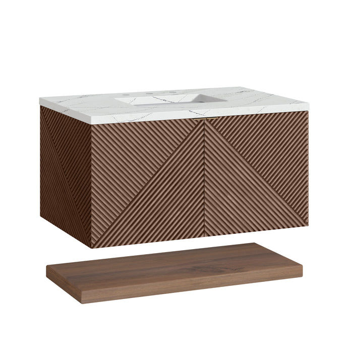 James Martin Marcello 36" Floating Single Bathroom Vanity, Chestnut