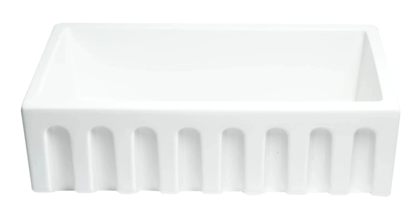 ALFI brand 33" Reversible Fluted / Smooth Fireclay Farm Sink AB3318HS