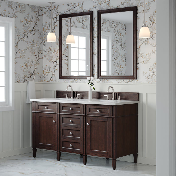 James Martin Brittany 60" Double Bathroom Vanity, Burnished Mahogany