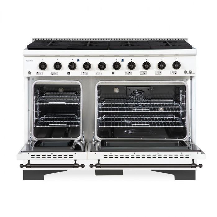 HALLMAN Classico 48" Gas Range, White, Bronze Trim HCLRG48BZWT