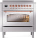 ILVE Nostalgie II 36 " Electric Range, Stainless Steel, Copper Trim UPI366NMPSSP ILVE