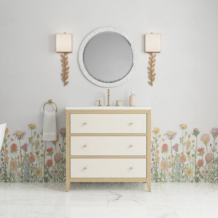 James Martin Celeste 36" Single Bathroom Vanity, Sunwashed Oak with Embossed Shagreen Drawer Fronts