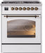 ILVE Nostalgie II 30" Dual Fuel Liquid Propane Range, White, Bronze Trim UP30NMPWHBLP ILVE