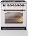 ILVE Nostalgie II 30" Dual Fuel Liquid Propane Range, White, Bronze Trim UP30NMPWHBLP ILVE