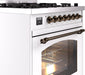 ILVE Nostalgie II 30" Dual Fuel Liquid Propane Range, White, Bronze Trim UP30NMPWHBLP ILVE