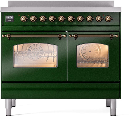 ILVE Nostalgie II 40" Electric Range , Emerald Green, Bronze Trim UPDI406NMPEGB ILVE