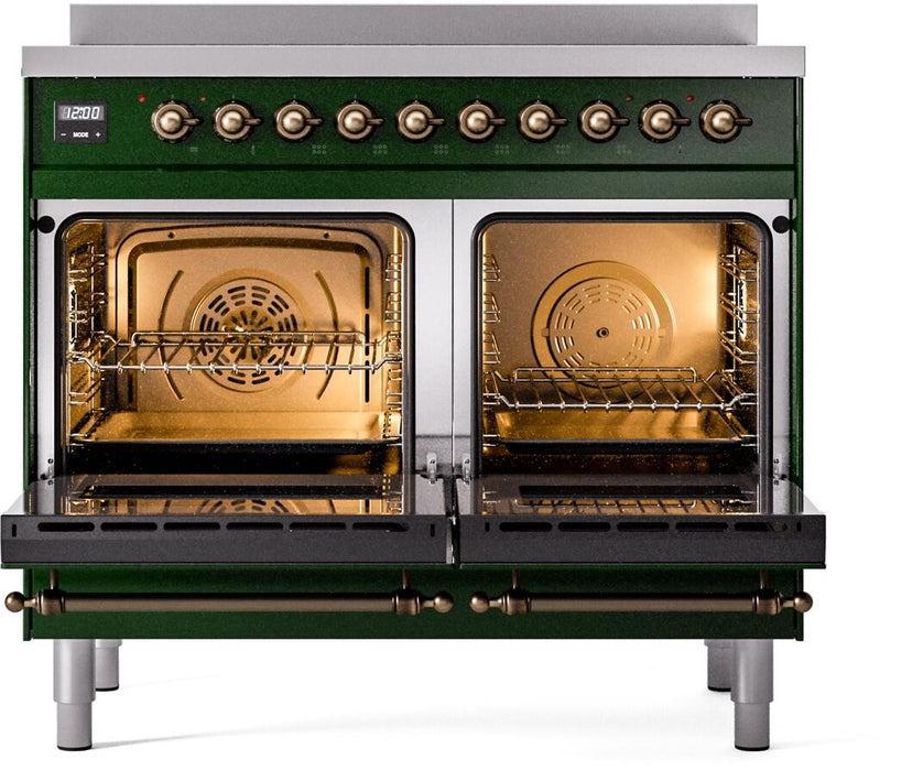 ILVE Nostalgie II 40" Electric Range , Emerald Green, Bronze Trim UPDI406NMPEGB ILVE