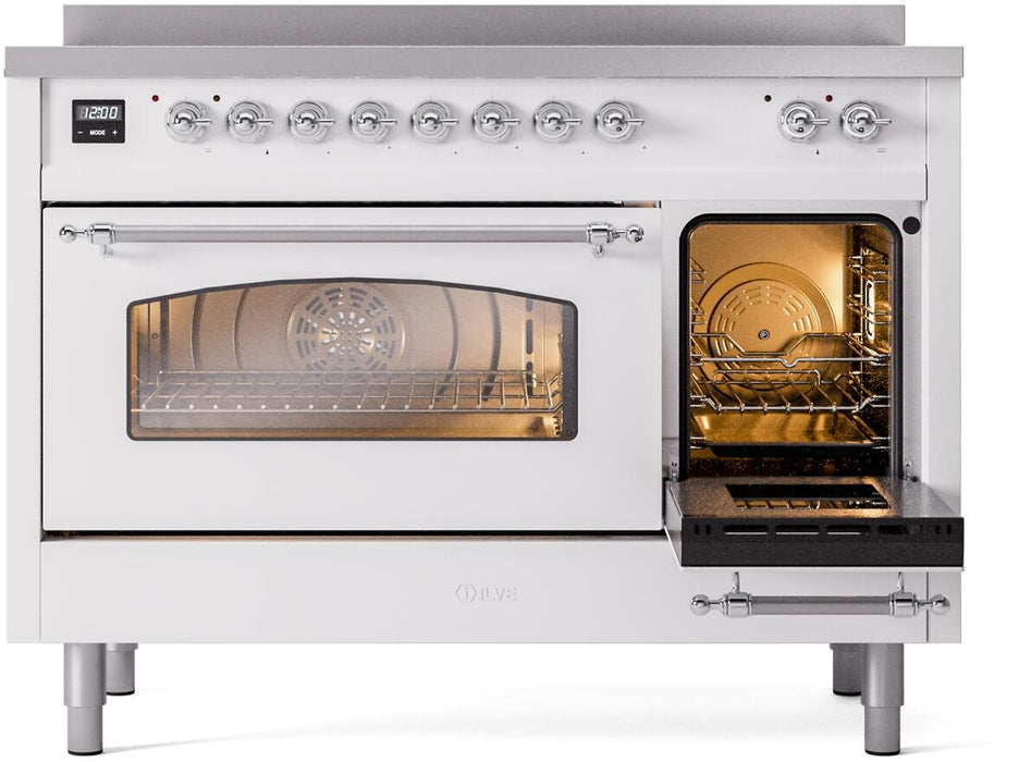 ILVE Nostalgie II 48" Electric Range, White, Chrome Trim UPI486NMPWHC ILVE