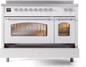 ILVE Nostalgie II 48" Electric Range, White, Chrome Trim UPI486NMPWHC ILVE