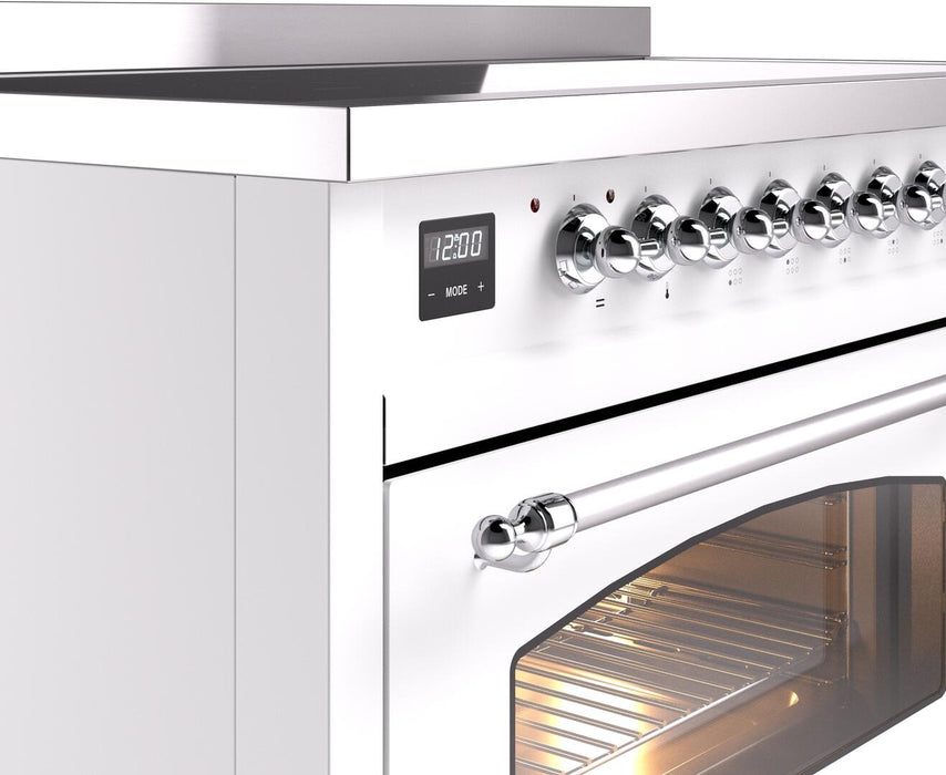 ILVE Nostalgie II 48" Electric Range, White, Chrome Trim UPI486NMPWHC ILVE