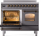 ILVE Nostalgie II 40" Electric Range, Matte Graphite, Bronze Trim UPDI406NMPMGB ILVE