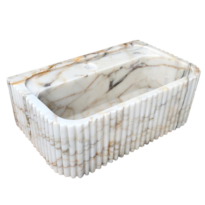 Calacatta Gold Marble Bathroom Vanity Sink - Polished Fluted