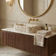 Calacatta Gold Marble Wall Mount Bathroom Vanity Sink Fluted Design 16x20x6