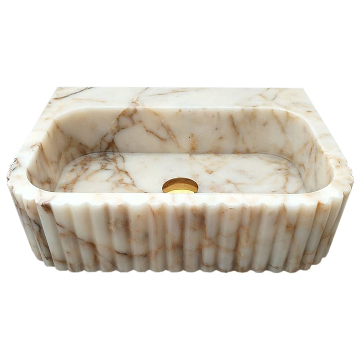 Calacatta Gold Marble Wall-mount Bathroom Vanity Sink Fluted NTRVS181