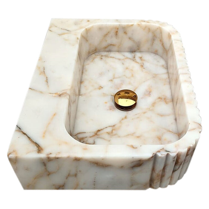 Calacatta Gold Marble Wall-mount Bathroom Vanity Sink Fluted NTRVS181