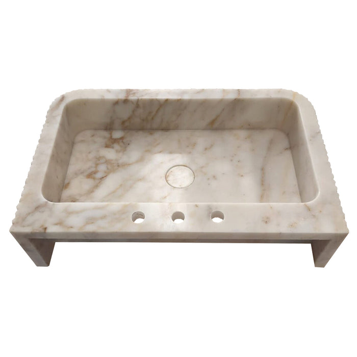 Calacatta Gold Marble Wall-mount Bathroom Vanity Sink Fluted NTRVS183