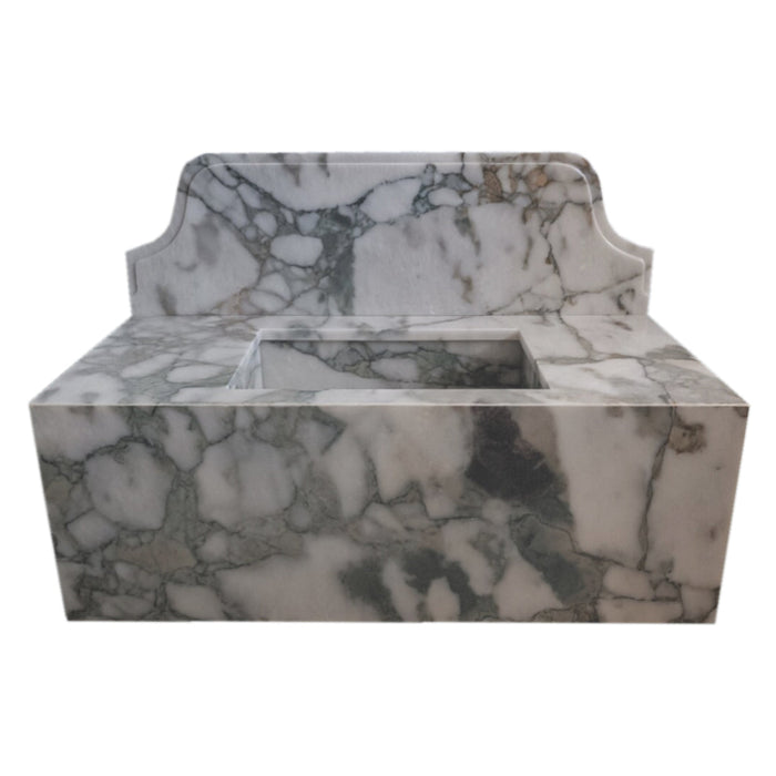 Calacatta Verde Marble Rectangular Wall-mount Bathroom Sink with 10" Backsplash NTRVS195