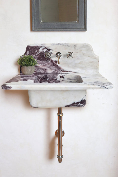 Calacatta Viola Marble Above-vanity Wall-mount Bathroom Sink with 10" Backsplash NTRVS153