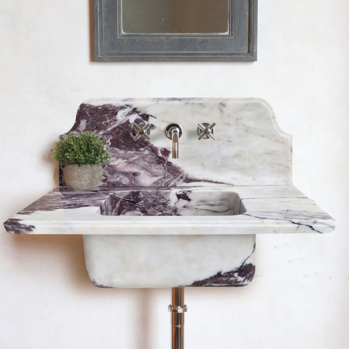 Calacatta Viola Marble Above-vanity Wall-mount Bathroom Sink with 10" Backsplash NTRVS153