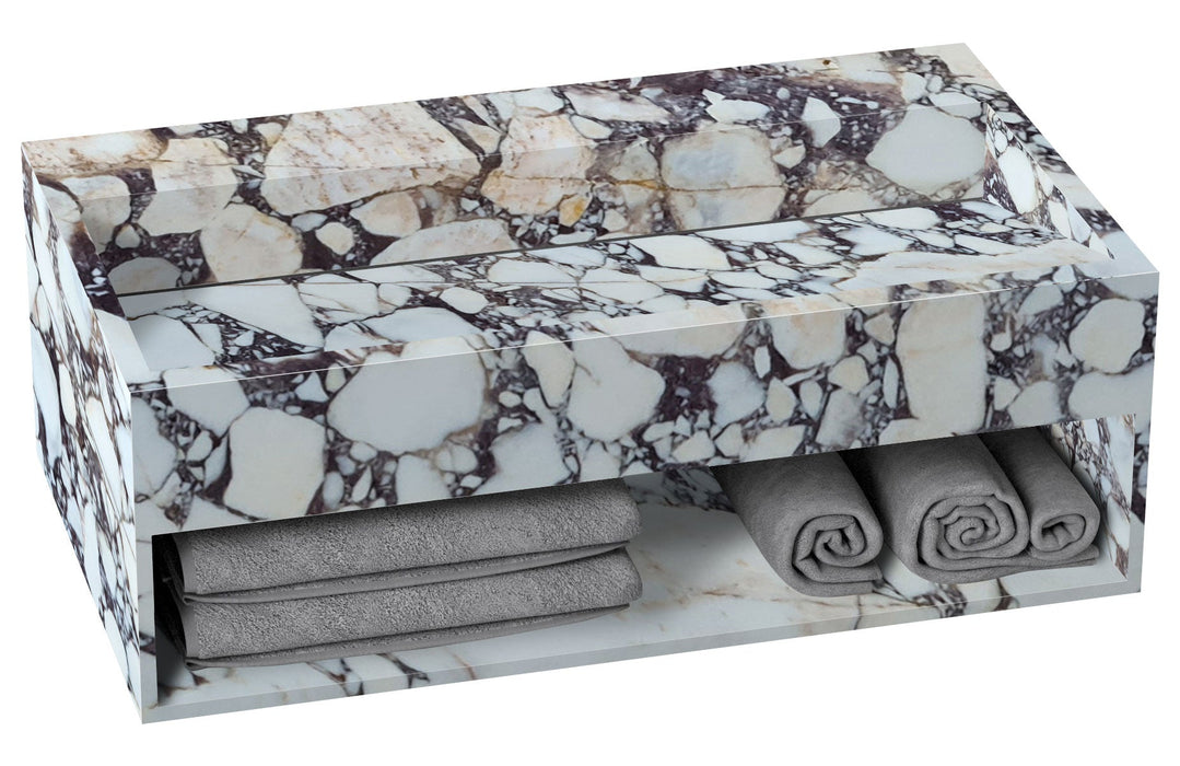 Calacatta Viola Marble Wall-mount Bathroom Sink Hidden Drain with Storage NTRVS198