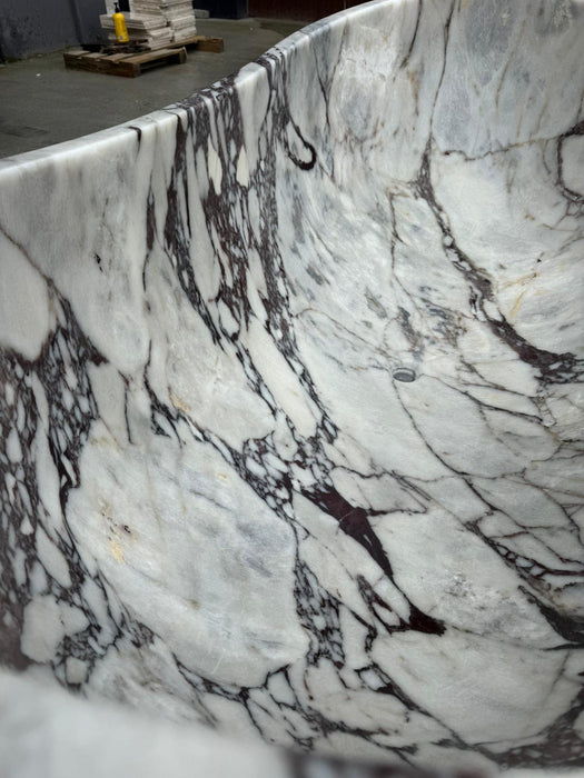 Calacatta Viola Bathtub Hand-carved from Solid Marble Block (W)34" (L)70" (H)26"