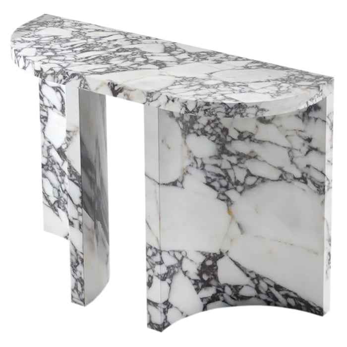 Calacatta Viola Marble Designer Console Table Polished Finish Curved Arched Legs