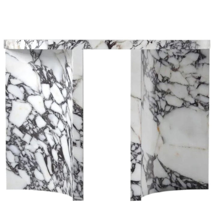 Calacatta Viola Marble Designer Arched Legs Console Polished (W)15" (L)40" (H)32" front view