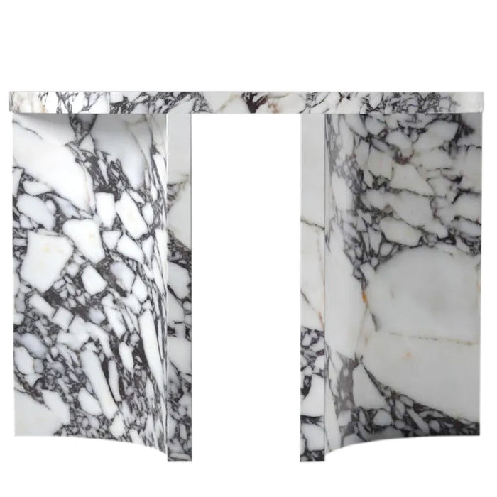 Calacatta Viola Marble Designer Console Table Polished Finish Curved Arched Legs