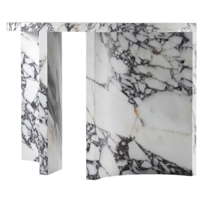 Calacatta Viola Marble Designer Console Table Polished Finish Curved Arched Legs