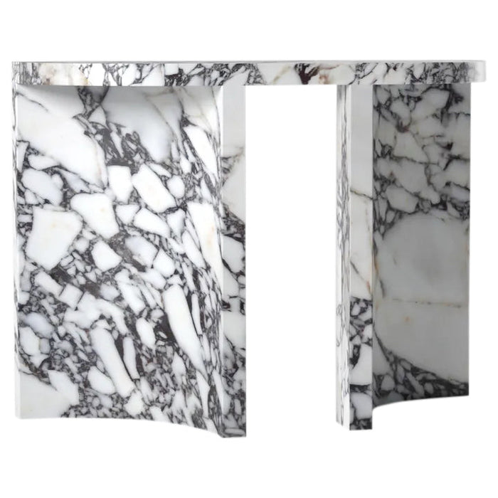 Calacatta Viola Marble Designer Console Table Polished Finish Curved Arched Legs