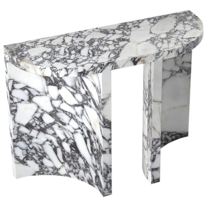 Calacatta Viola Marble Designer Console Table Polished Finish Curved Arched Legs