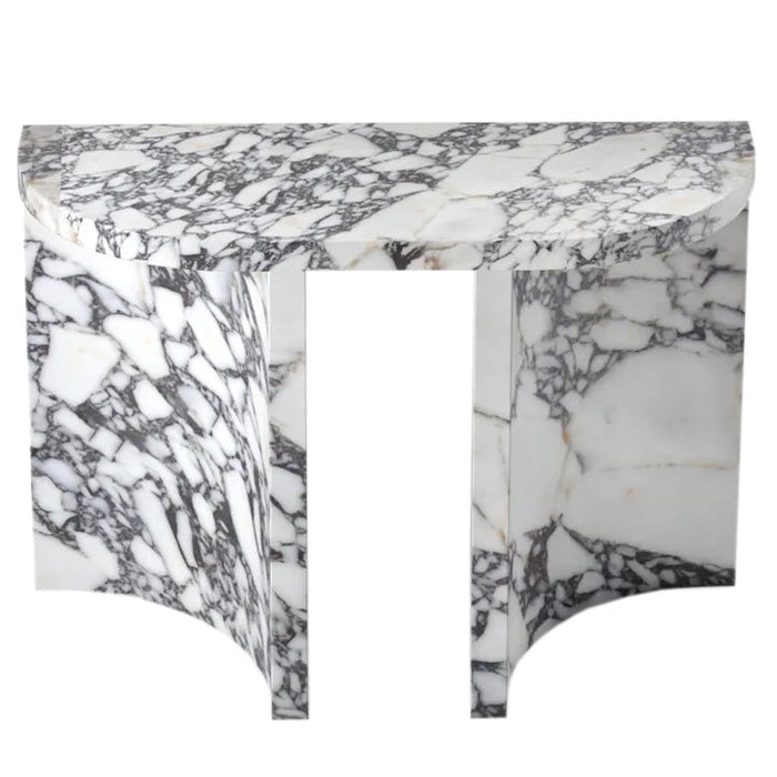 Calacatta Viola Marble Designer Console Table Polished Finish Curved Arched Legs