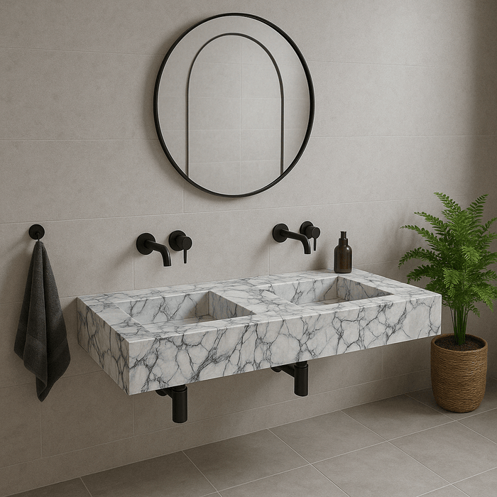 Calacatta Viola Marble Bathroom Double Sink Vanity (W)22" (L)67" (H)8"