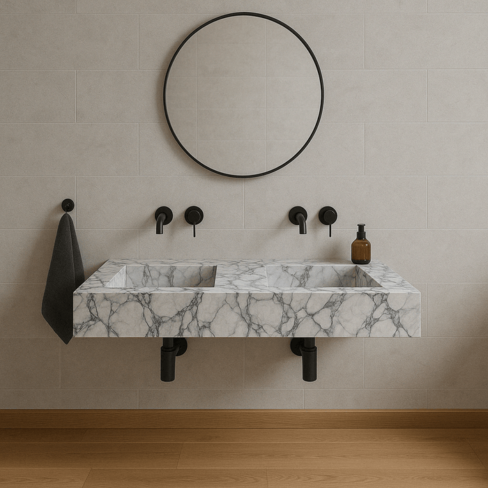 Calacatta Viola Marble Bathroom Double Sink Vanity (W)22" (L)67" (H)8"