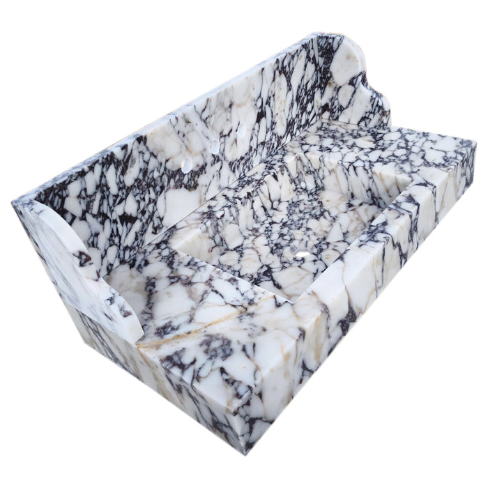 Calacatta Viola Marble Wall Mount Bathroom Sink - 40x20 Backsplash