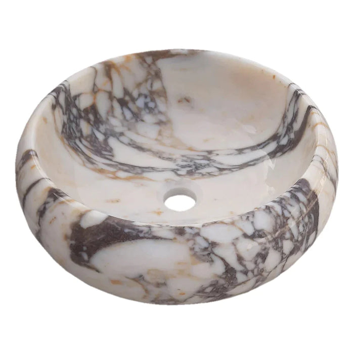 Calacatta Viola Marble Round Bathroom Vessel Sink Polished 16