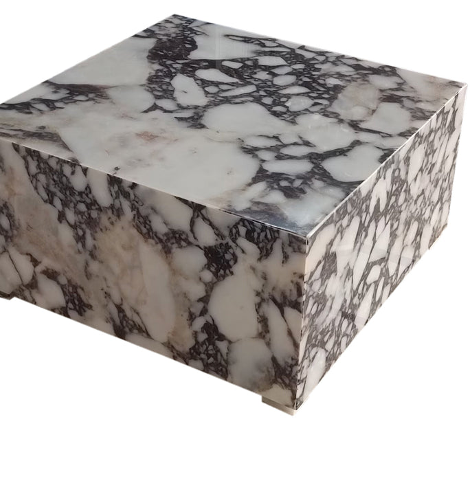 Calacatta Viola Marble Rectangular Prism Block Design Coffee Table MSCV2424P