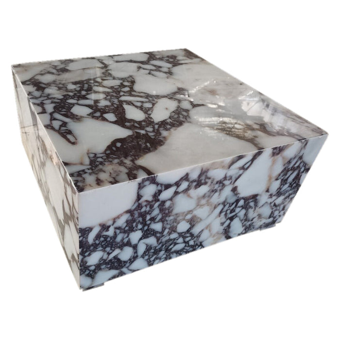 Calacatta Viola Marble Rectangular Prism Block Design Coffee Table MSCV2424P