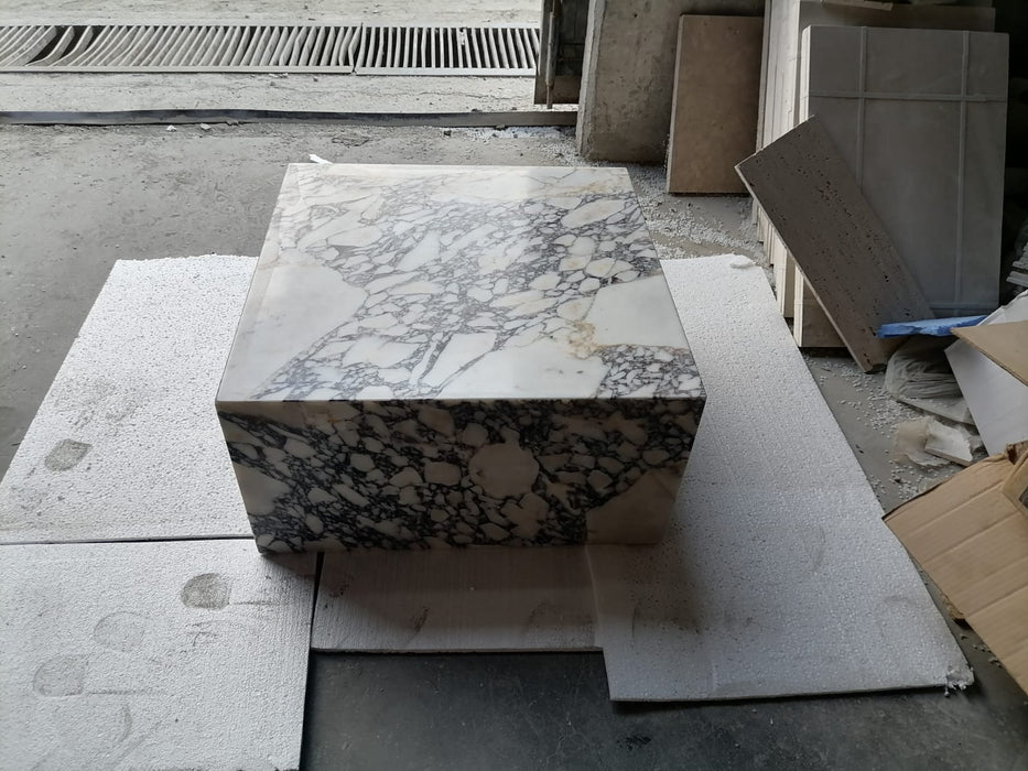 Calacatta Viola Marble Rectangular Prism Block Design Coffee Table MSCV2424P