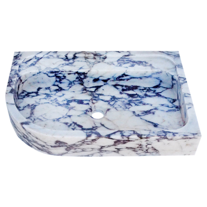 Calacatta Viola Marble Wall Mount Corner Sink 16x24 - Hand Carved