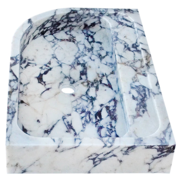 Calacatta Viola Marble Wall Mount Corner Sink 16x24 - Hand Carved