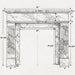 Technical drawing of a marble fireplace with dimensions