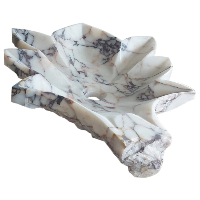 Calacatta Viola Marble Leaf Design Above Vanity Bathroom Sink Honed NTRVS169