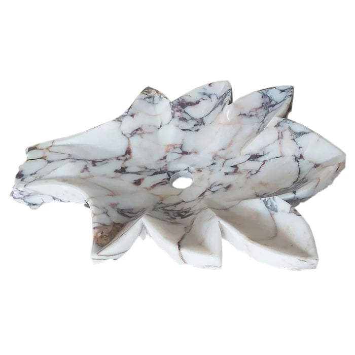 Calacatta Viola Marble Handcrafted Vessel Sink Honed Leaf Design Bathroom Vanity