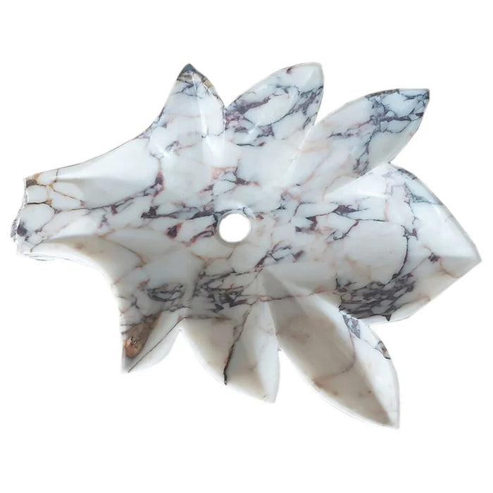 Calacatta Viola Marble Handcrafted Vessel Sink Honed Leaf Design Bathroom Vanity
