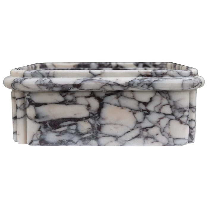 Calacatta Viola Marble Wall-Mount Square Fluted Bathroom Sink (W)16" (L)16" (H)6"