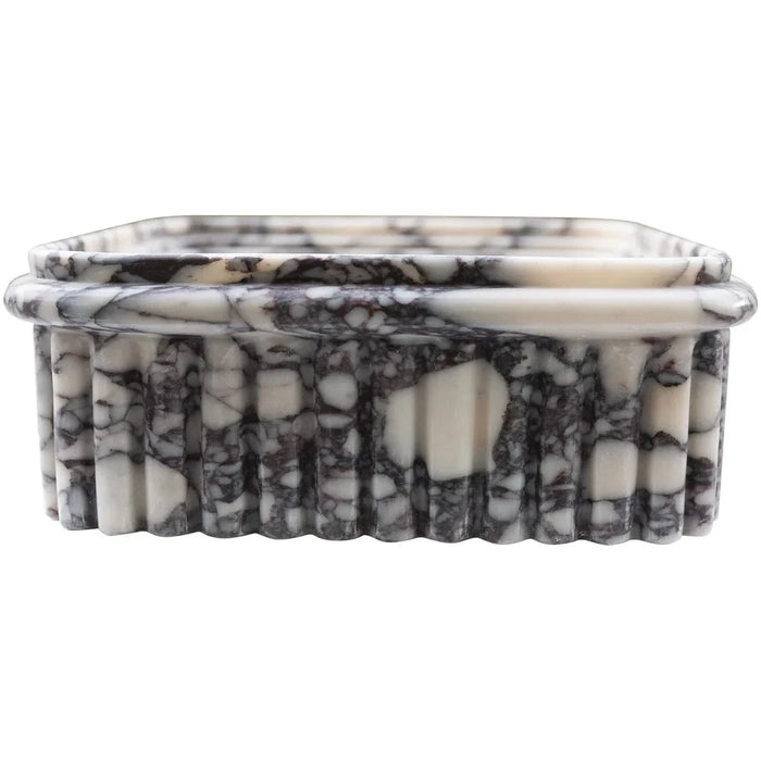 Calacatta Viola Marble Wall-Mount Square Fluted Bathroom Sink (W)16" (L)16" (H)6"