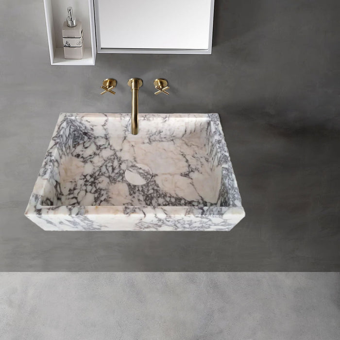 Calacatta Viola Marble Wall-mount Bathroom Sink 14x18 - Honed