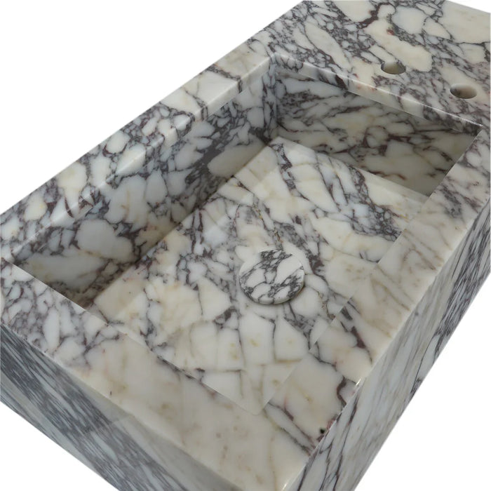 Calacatta Viola Marble Rectangular Wall-Mount Bathroom Sink 16x32