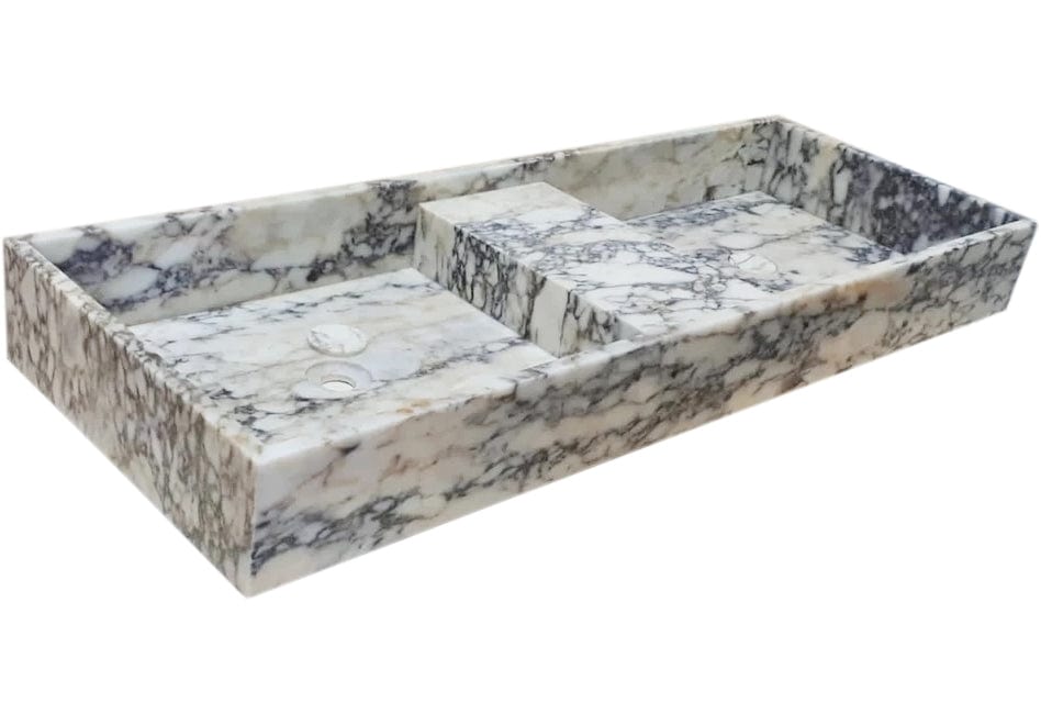 Calacatta Viola Marble Double Bathroom Sink Polished (W)19" (L)53" (H)6"